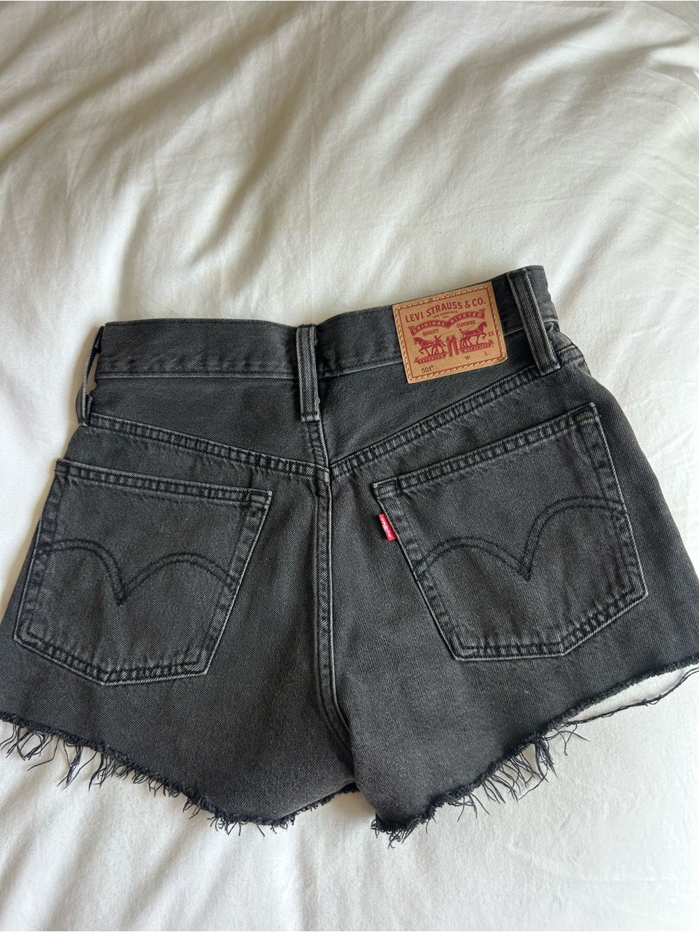 Levi's Black Frayed Hem Denim Cutoff Shorts